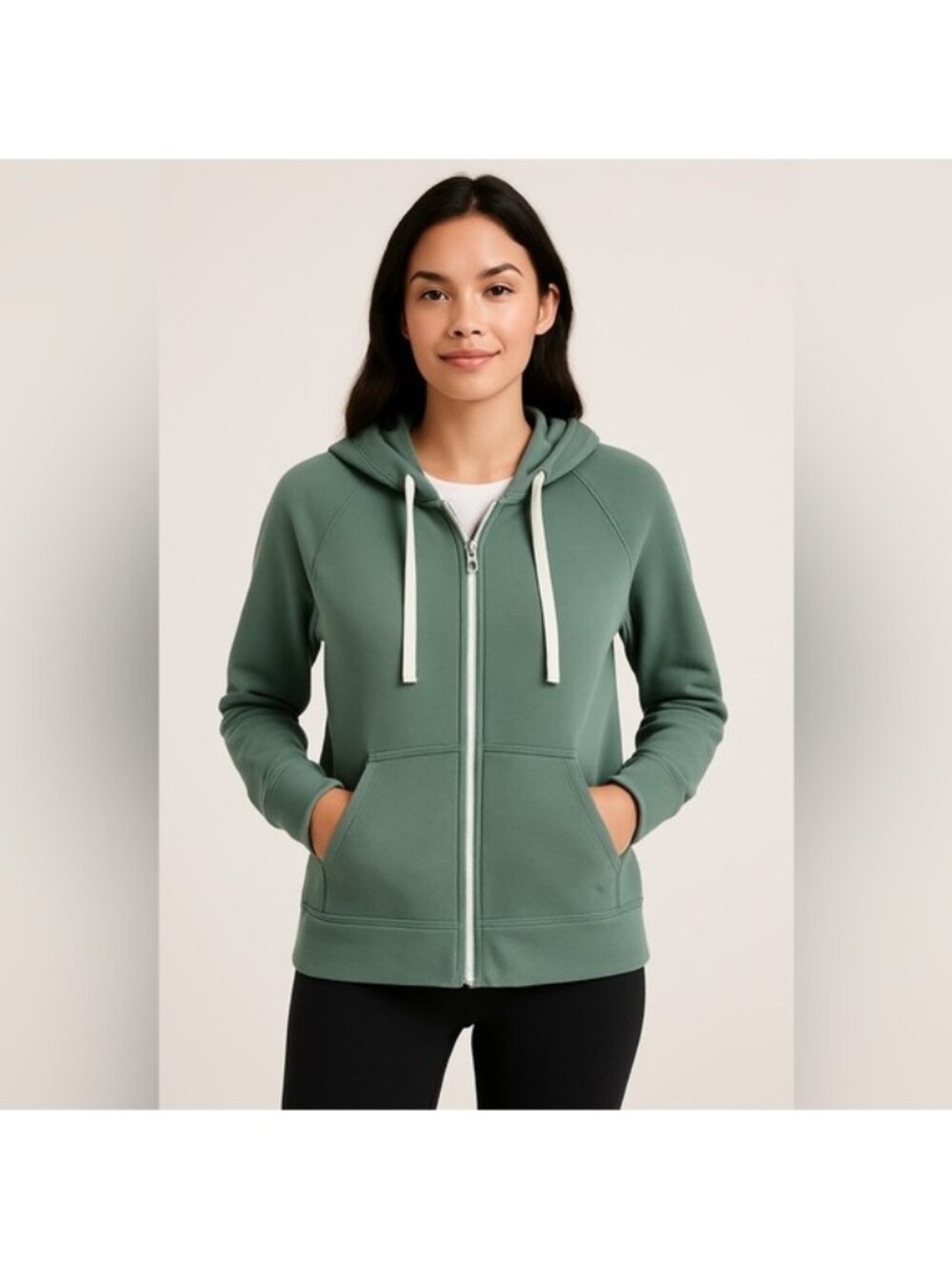 Shambhala Sage Green Zip-Up Hoodie – XS